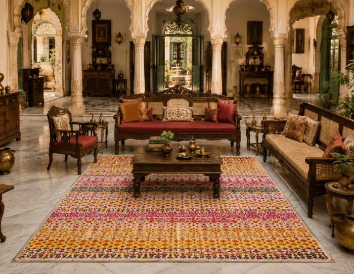 rugs on the marble floor